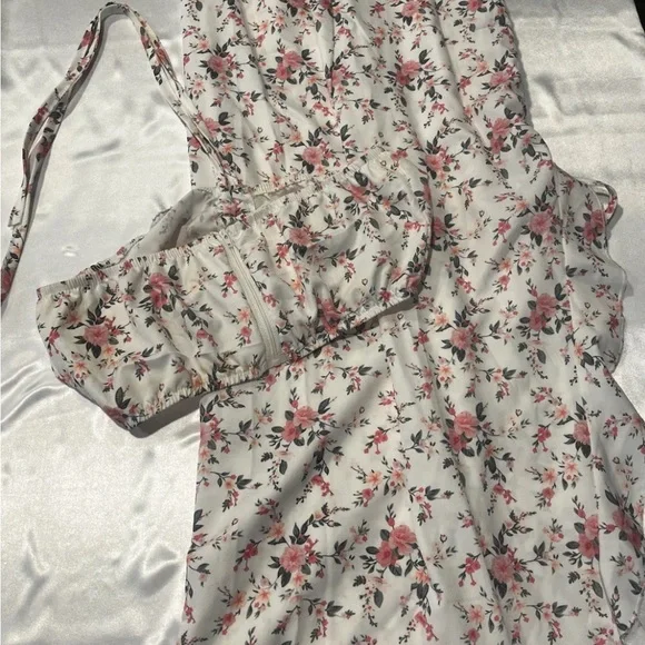 Floral Pink Print Dress with matching tube top size small - Picture 2 of 8